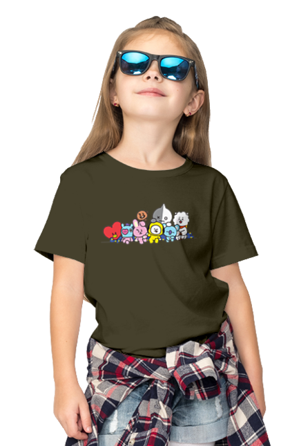 Футболка дитяча з принтом "BTS & BT21". Bt21, bts, k pop, line, бт21, бтс, іграшка, к-поп, лайн, персонажі. 2070702