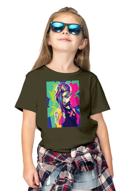 Children's t-shirt with prints Arcane. Animated series, arcane, fantasy, fortiche, jinx, league of legends, riot games, wai. 2070702