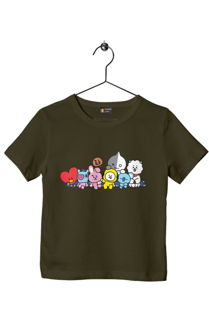 Футболка дитяча з принтом "BTS & BT21". Bt21, bts, k pop, line, бт21, бтс, іграшка, к-поп, лайн, персонажі. 2070702