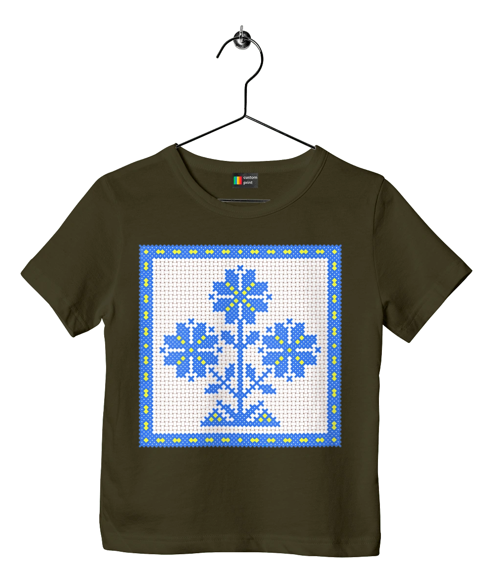 Жовто блакитна вишивка квіти