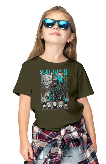 Children's t-shirt with prints Kaiju № 8 Kafka Hibino. Anime, hibino kafka, kafka hibino, kaiju, kaiju 8, kaiju 8, kaiju № 8, manga. 2070702