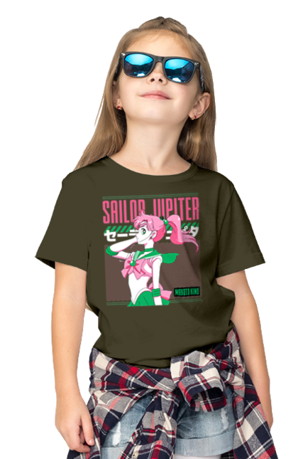 Children's t-shirt with prints Sailor Moon Sailor Jupiter. Anime, drama, magical girl, makoto kino, sailor jupiter, sailor moon, tv series. 2070702