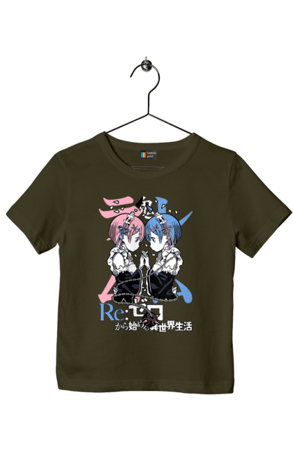 Футболка дитяча з принтом "Re:Zero". Anime, manga, ram, re:zero, rem, аніме, драма, манга, рам, рем. 2070702