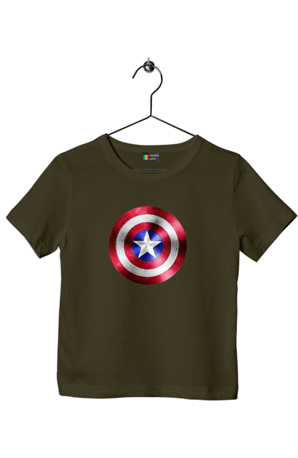 Children's t-shirt with prints Shield. Captain america, cartoons, comics, iron man, marvel, superheroes. 2070702