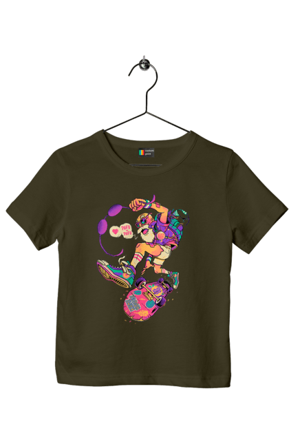 Футболка дитяча з принтом "Дід на хвилі". Будь молодим, вогонь, ганяй, грай, дід та скейт, драйв, крутий дід, молодість у душі, спорт, старість. 2070702