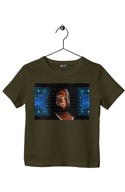 Футболка дитяча з принтом "Штучний Розум". Айті, айтішник, гик, жінка, знання, інженер, інтелект, кібер, кібернетика, кіборг, код, комп, комп`ютерник, кристал, машинне навчання, мікросхема, мозок, портрет, програміст, професіонал, професія, розробник, розум, світиться, світло, хакер, чіп, штучний інтелект, штучний розум. 2070702