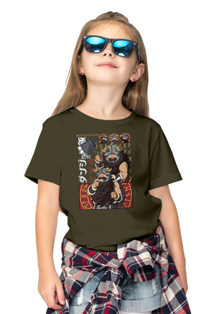 Children's t-shirt with prints Danjon Meshi Senshi. Anime, danjon meshi, dungeon, dwarf, manga, senshi. 2070702