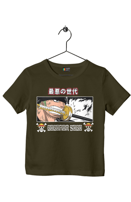 Children's t-shirt with prints One Piece Zoro. Anime, manga, one piece, roronoa zoro, straw hat pirates, swordsman, zoro. 2070702