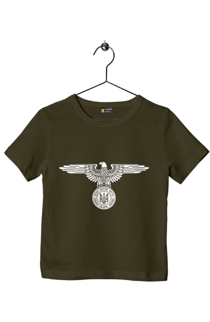 Футболка дитяча з принтом "Тризуб і Орел". Герб, герб україни, орел, патріотичне, україна, українська символіка, українське. 2070702