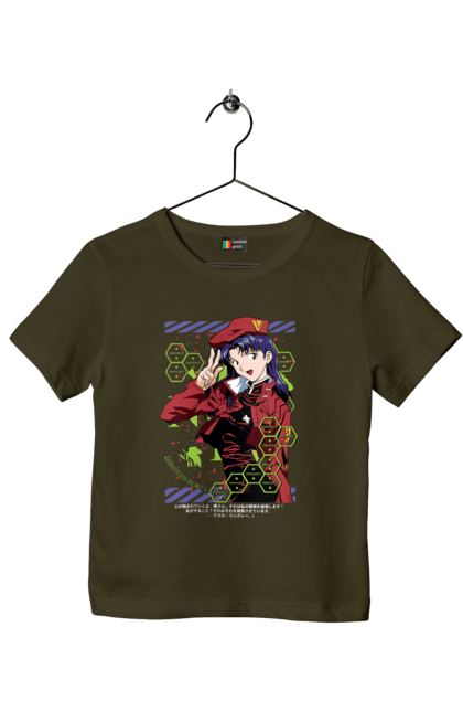 Children's t-shirt with prints Evangelion Misato. Angel, anime, eva 01, evangelion, eve, manga, misato, misato katsuragi, neon genesis evangelion. 2070702