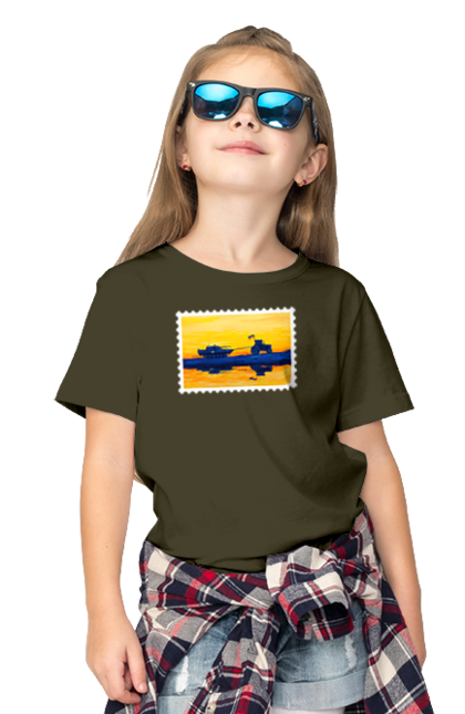 Футболка дитяча з принтом "Нова марка, трактор що тягне танк". Добрий вечір, доброго вечора, марка, марка україни, марка укрпочта, ні війні, трактор тягне танк, тракторні війська, укрпочта. 2070702