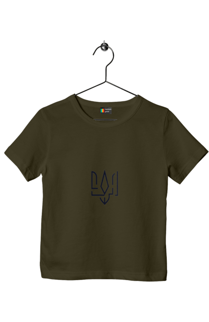Футболка дитяча з принтом "Тризуб малий". Герб, герб україни, патріотичне, україна, українська символіка, українське. 2070702