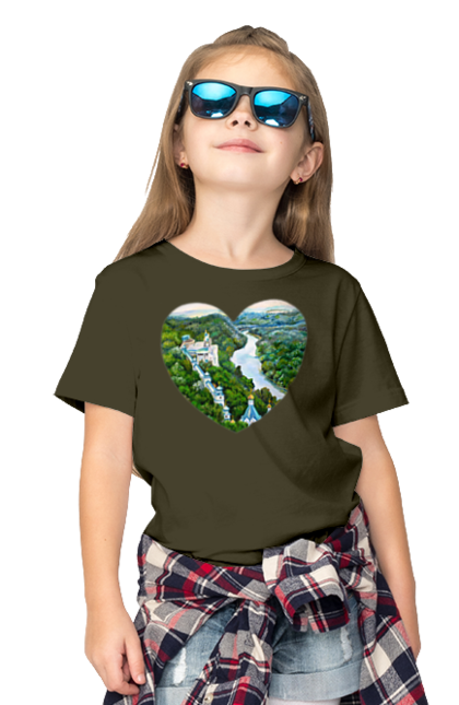 Children's t-shirt with prints Святогорская лавра. Church, donetsk region, forest, landscape, monastery, river, svyatogorsk, ukraine. 2070702