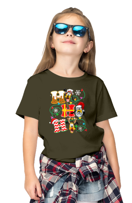 Children's t-shirt with prints Merry Christmas. Cartoon, christmas, christmas, deer, disney, holiday, merry christmas, santa. 2070702