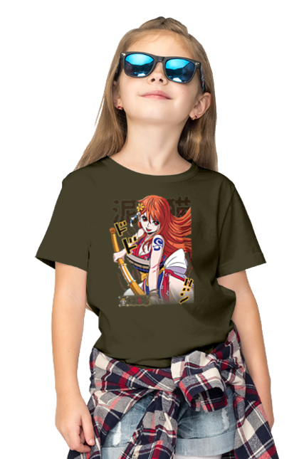 Children's t-shirt with prints One Piece Nami. Anime, cat burglar, manga, nami, one piece, straw hat pirates. 2070702