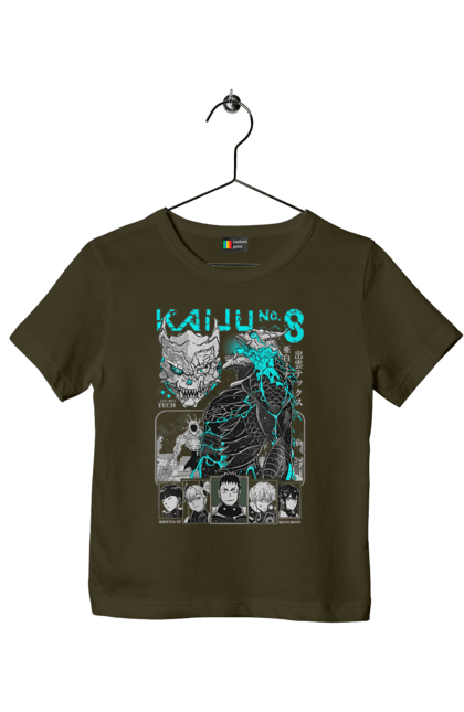 Children's t-shirt with prints Kaiju № 8 Kafka Hibino. Anime, hibino kafka, kafka hibino, kaiju, kaiju 8, kaiju 8, kaiju № 8, manga. 2070702