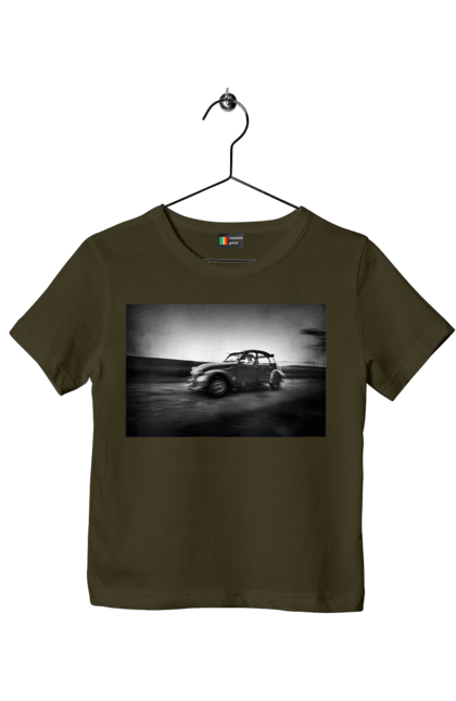 Футболка дитяча з принтом "Ретро машина чб". Авто, ретро, ретро машина, чорно біла машина. 2070702