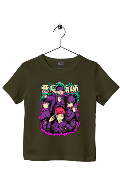 Children's t-shirt with prints Jujutsu Kaisen. Anime, dark fantasy, itadori, jujutsu kaisen, magic battle, manga, mystic, sukuna. 2070702