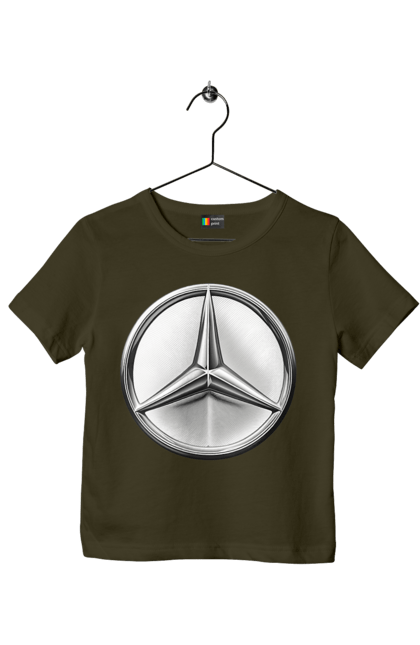 Children's t-shirt with prints Mercedes Benz Logo Metallic. Avto, cars, mercedes, mercedes-benz, mercedes-benz logo. 2070702
