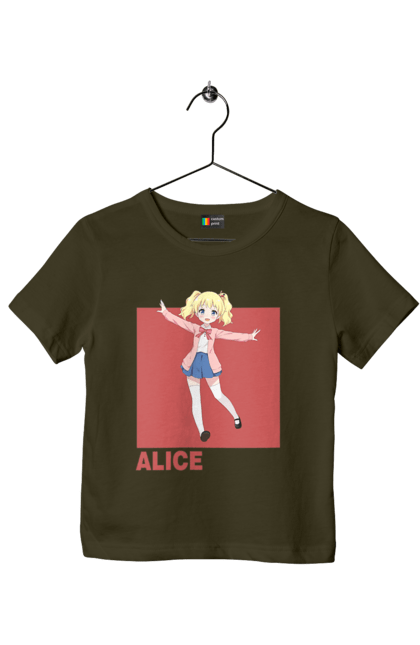 Children's t-shirt with prints Kiniro Mosaic Alice Cartelet. Alice, alice cartelet, anime, gold mosaic, kiniro mosaic, kinmoza, manga. 2070702