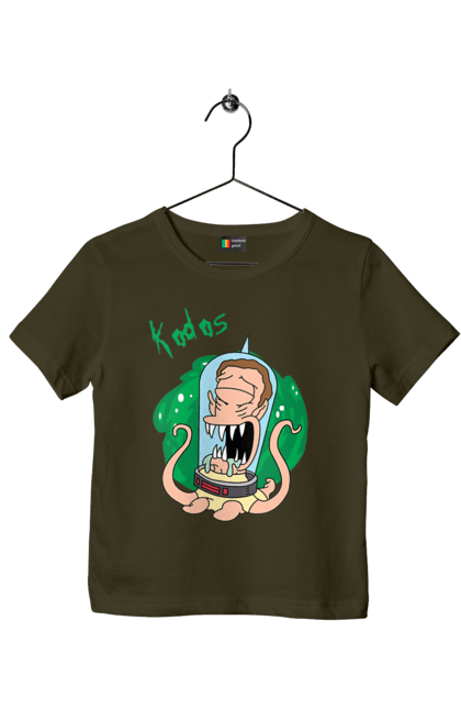 Children's t-shirt with prints Rick and Morty. Adventures, black humor, cartoon, rick, rick and morty, sci-fi, tragicomedy. 2070702