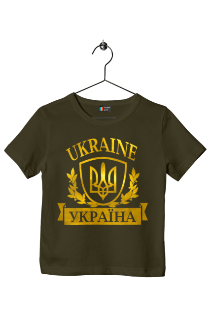 Футболка дитяча з принтом "Герб України". Герб, герб україни, доброго вечора, з гербом україни, з тризубом, зсу, патріотична, прапор. 2070702
