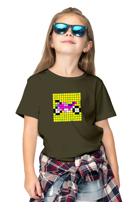 Children's t-shirt with prints Pixel Bike. Bike, bright, color, motorcycle, pixel. 2070702