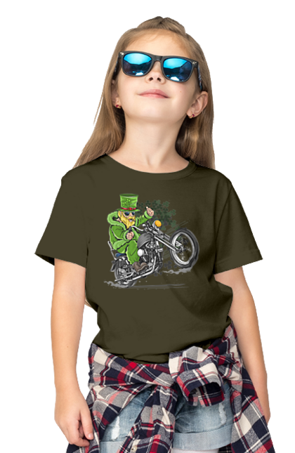 Children's t-shirt with prints Patrick On A Motorcycle. Holiday, motorcycle, patrick. 2070702