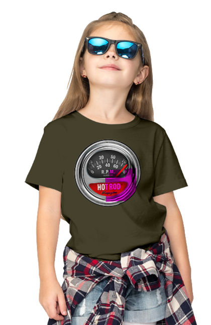 Children's t-shirt with prints Hot rod. Bike, biker, biker club, bikers club, brother, brutal, dude, hot asphalt, hot horse, hot rod, motorcycle, motorcyclist, real man, road 50, road 66, road 80, roads of america, roads of ukraine, roads we choose, speed, take, thirst for speed. 2070702