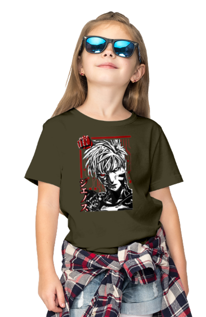 Children's t-shirt with prints One Punch Man Genos. Anime, comedy, cyborg, demon, demon cyborg, genos, manga, one punch man, parody, superheroes. 2070702