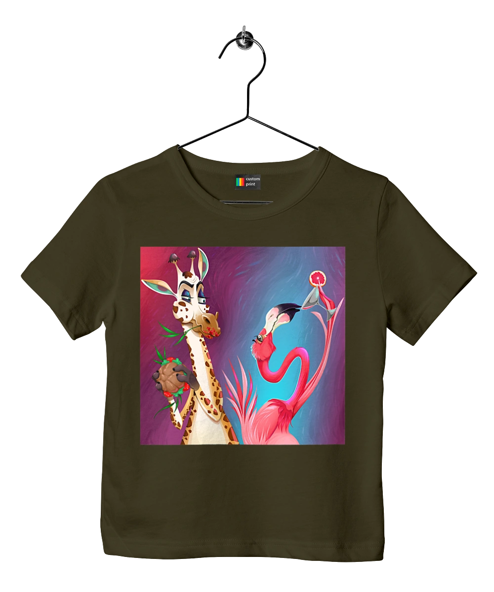 Giraffe And Flamingo At The Party