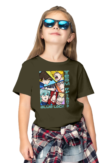 Children's t-shirt with prints Blue Lock. Anime, blue lock, blue prison, manga, sport, sports anime. 2070702