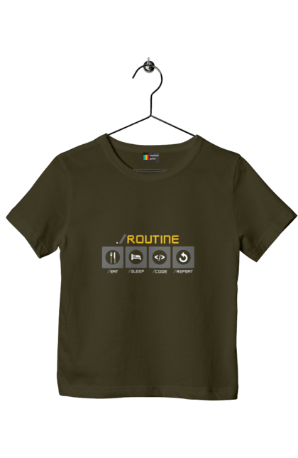 Футболка дитяча з принтом "Рутина програміста". Ай ті, айтішник, код, програміст, хакер. 2070702
