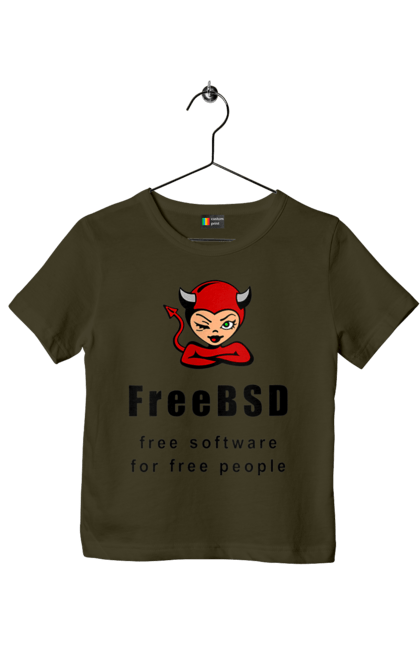 Футболка дитяча з принтом "Freebsd Для Вільних". Bsd, freebsd, unix, адміністратор, айті, айтішник, безкоштовна, безкоштовно, бестія, вільна, демон, демонесса, доступність, незалежність, операційна система, ос, програміст, програмне забезпечення, свобода, сисадмін, система, системний адміністратор, софт, текст, червоний, чорний. 2070702