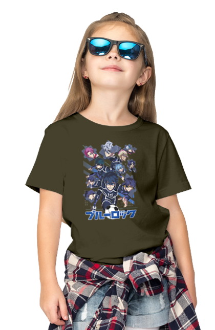 Children's t-shirt with prints Blue Lock. Anime, blue lock, blue prison, manga, sport, sports anime. 2070702