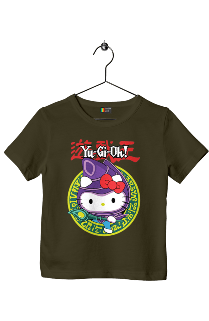 Children's t-shirt with prints Yu Gi Oh! Hello Kitty. Brand, cat, character, hello kitty, kitten, yu gi oh, yugio. 2070702