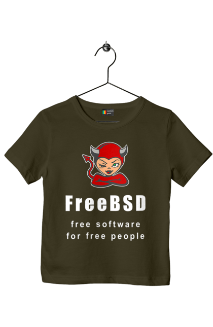 Футболка дитяча з принтом "Freebsd Для Вільних". Bsd, freebsd, unix, адміністратор, айті, айтішник, безкоштовна, безкоштовно, бестія, білий, вільна, демон, демонесса, доступність, незалежність, операційна система, ос, програміст, програмне забезпечення, свобода, сисадмін, система, системний адміністратор, софт, текст, червоний. 2070702