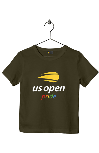 Футболка дитяча з принтом "Тенісний турнір US Open pride". Великий теніс, відкритий чемпіонат, гравці, м`яч, нью йорк, призовий фонд, ракетка, спонсор, хард, чемпіонат америки. 2070702