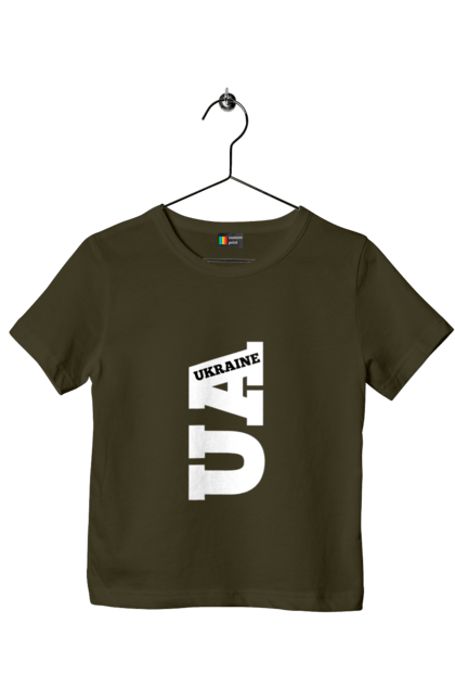 Футболка дитяча з принтом "Україна". Абревіатура, батьківщина, емблема, логотип, напис, текст, україна. 2070702