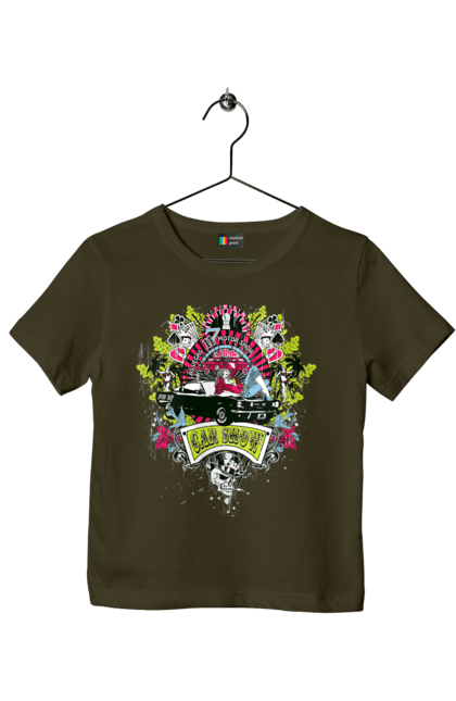Футболка дитяча з принтом "Автомобільне Шоу, Літо". Автомобіль, гроші, карти, пальма, шоу. 2070702
