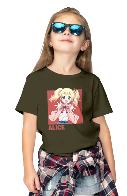 Children's t-shirt with prints Kiniro Mosaic Alice Cartelet. Alice, alice cartelet, anime, gold mosaic, kiniro mosaic, kinmoza, manga. 2070702