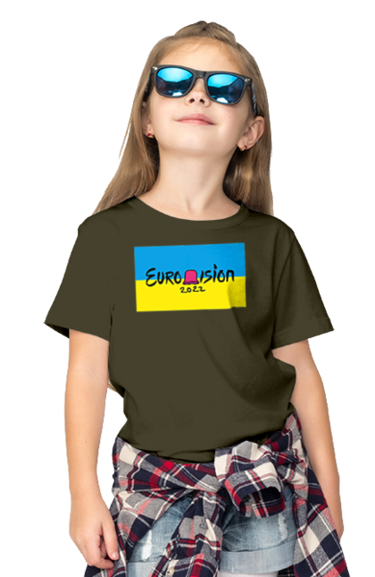 Children's t-shirt with prints Eurovision by KALUSH Orchestra. Azov, eurovision, freedom, kalush orchestra, mariupol, our defenders, save azovstal, stefania, to release, victory. 2070702