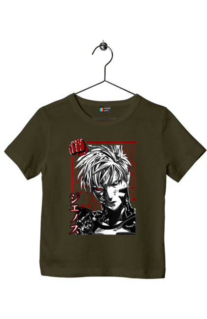 Children's t-shirt with prints One Punch Man Genos. Anime, comedy, cyborg, demon, demon cyborg, genos, manga, one punch man, parody, superheroes. 2070702