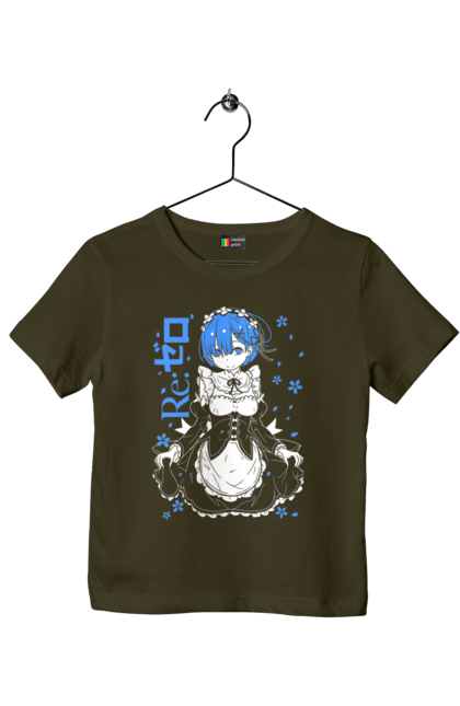 Children's t-shirt with prints Re:Zero Rem. Anime, drama, fantasy, manga, re:zero, rem, thriller. 2070702