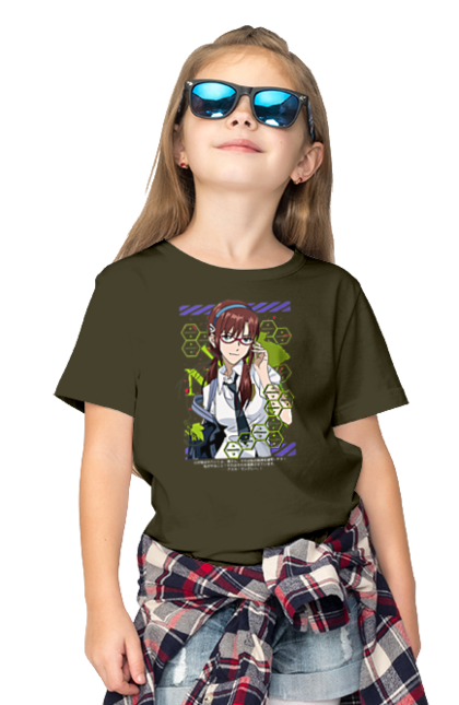 Children's t-shirt with prints Evangelion Mari. Angel, anime, eva 02, eva 05, evangelion, manga, mari, mari makinami illustrious, neon genesis evangelion. 2070702