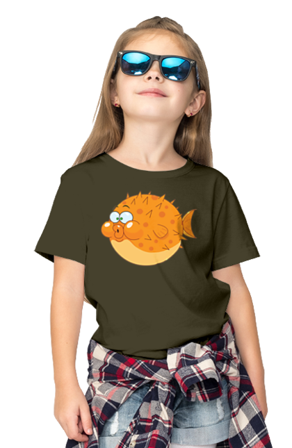 Children's t-shirt with prints Orange Fish Fugu. Fugu. 2070702