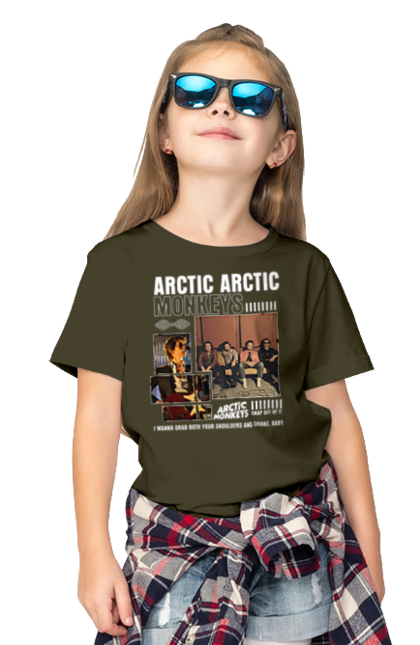 Children's t-shirt with prints Arctic Monkeys. Arctic monkeys, garage rock, group, indie rock, music, post-punk revival, psychedelic rock, rock. 2070702