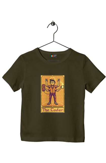 Футболка дитяча з принтом "Карта таро  кодер". Ай ті, айтішник, карта таро, код, програміст, хакер. 2070702