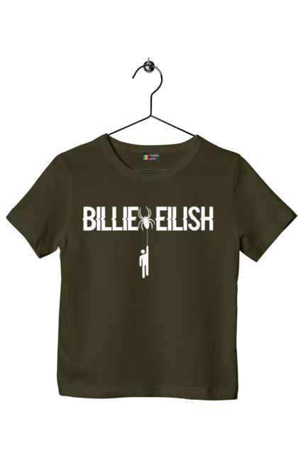 Футболка дитяча з принтом "Біллі Айліш". Біллі айліш, логотип біллі айліш, принт біллі айліш, співачка біллі айліш. 2070702