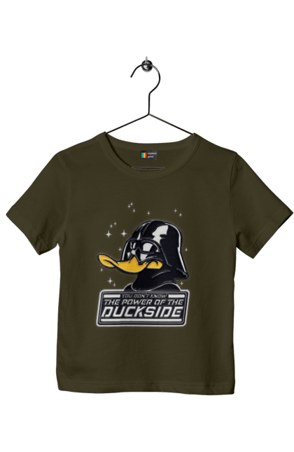 Футболка дитяча з принтом "Дак Вейдер". Dark side, darth vader, star wars, дарт вейдер, зоряні війни, качині історії, качка, темна сторона. 2070702